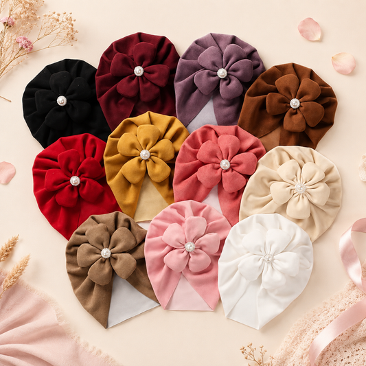 La Fleurie — Bonnet turban bébé à grande fleur