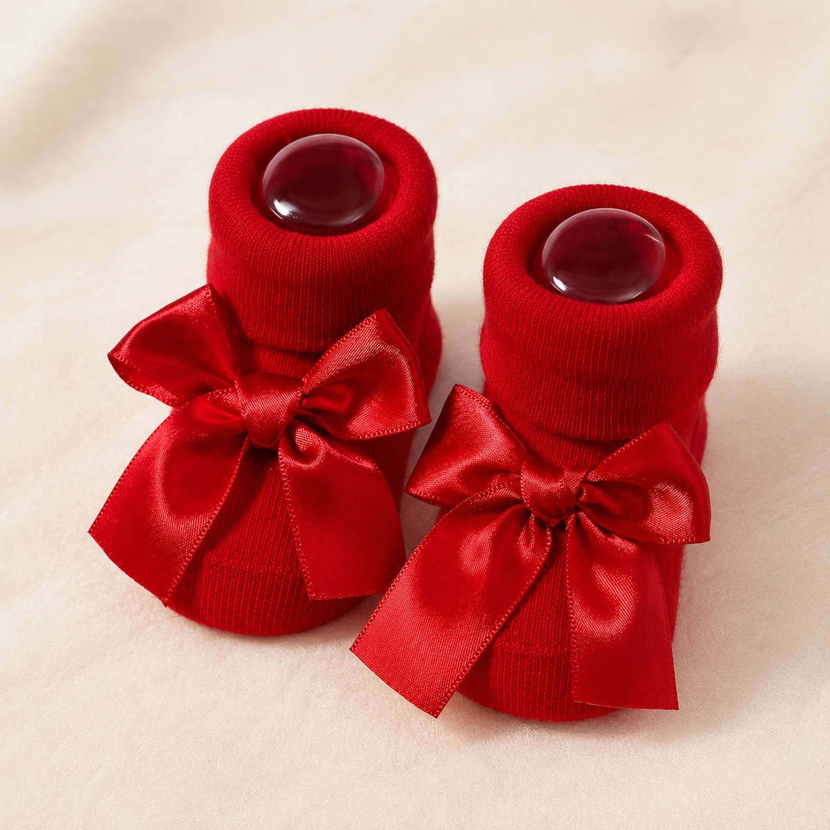 Les Précieuses – Chaussons bébé à nœud satin