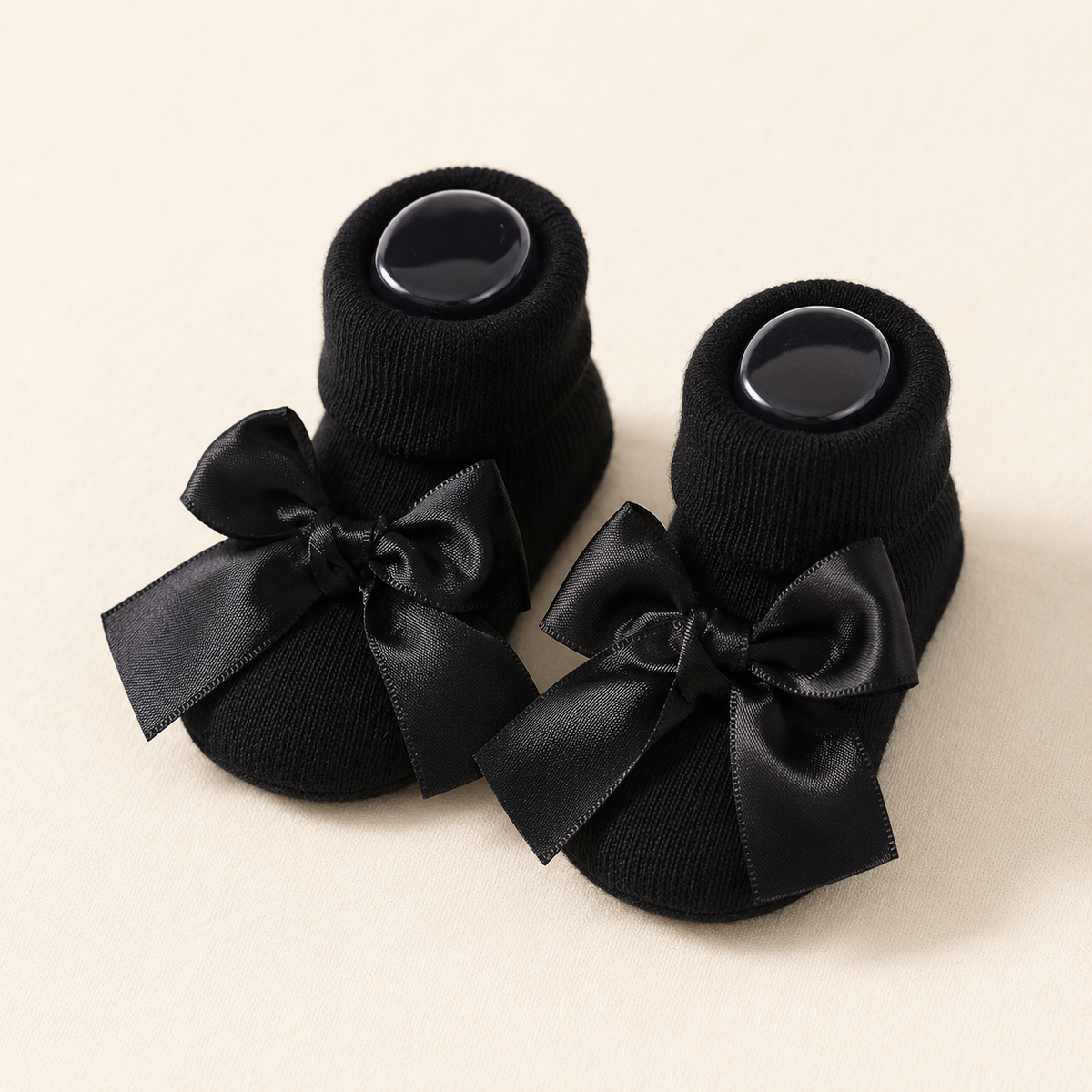 Les Précieuses – Chaussons bébé à nœud satin