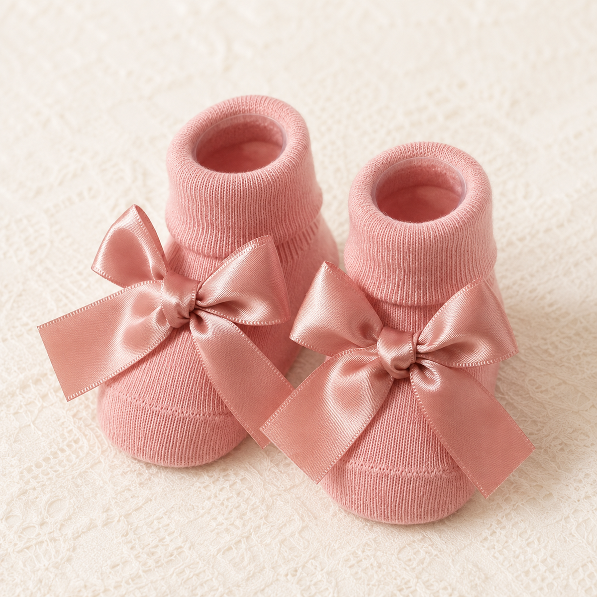 Les Précieuses – Chaussons bébé à nœud satin