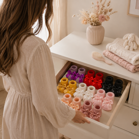 Les Précieuses – Chaussons bébé à nœud satin