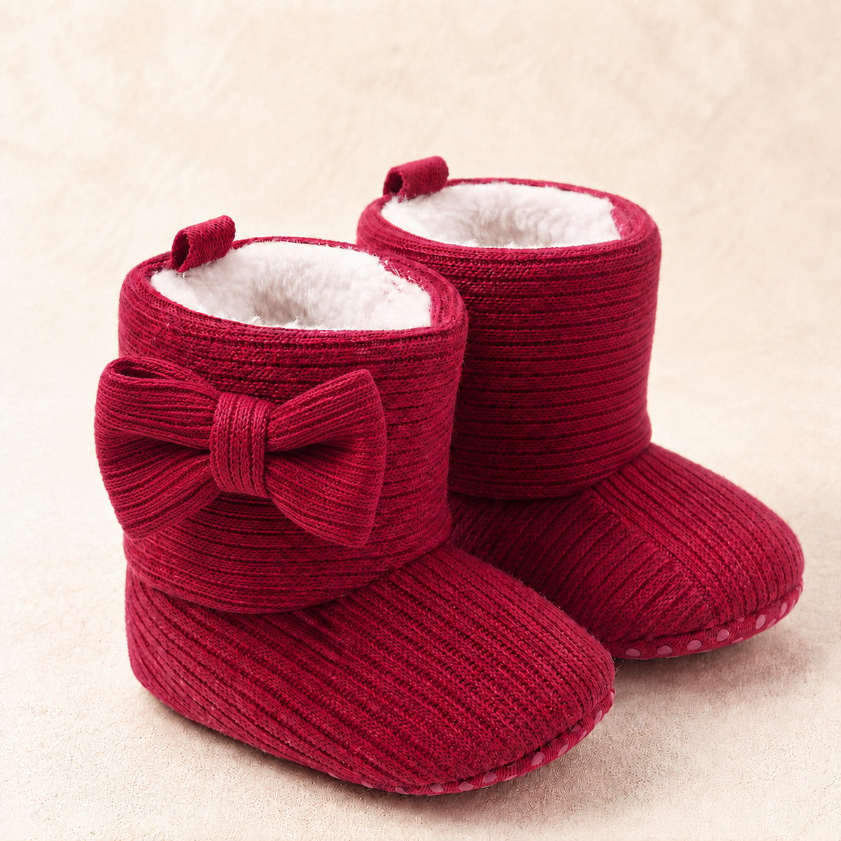 Les Bottines Douillettes — Chaussons bébé d’hiver à nœud