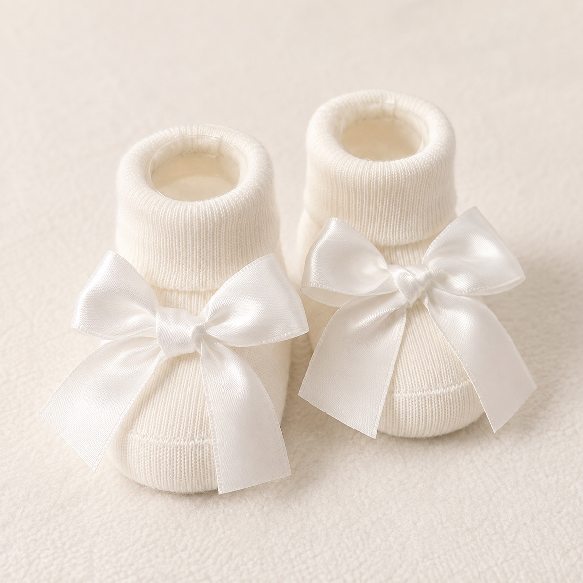 Les Précieuses – Chaussons bébé à nœud satin